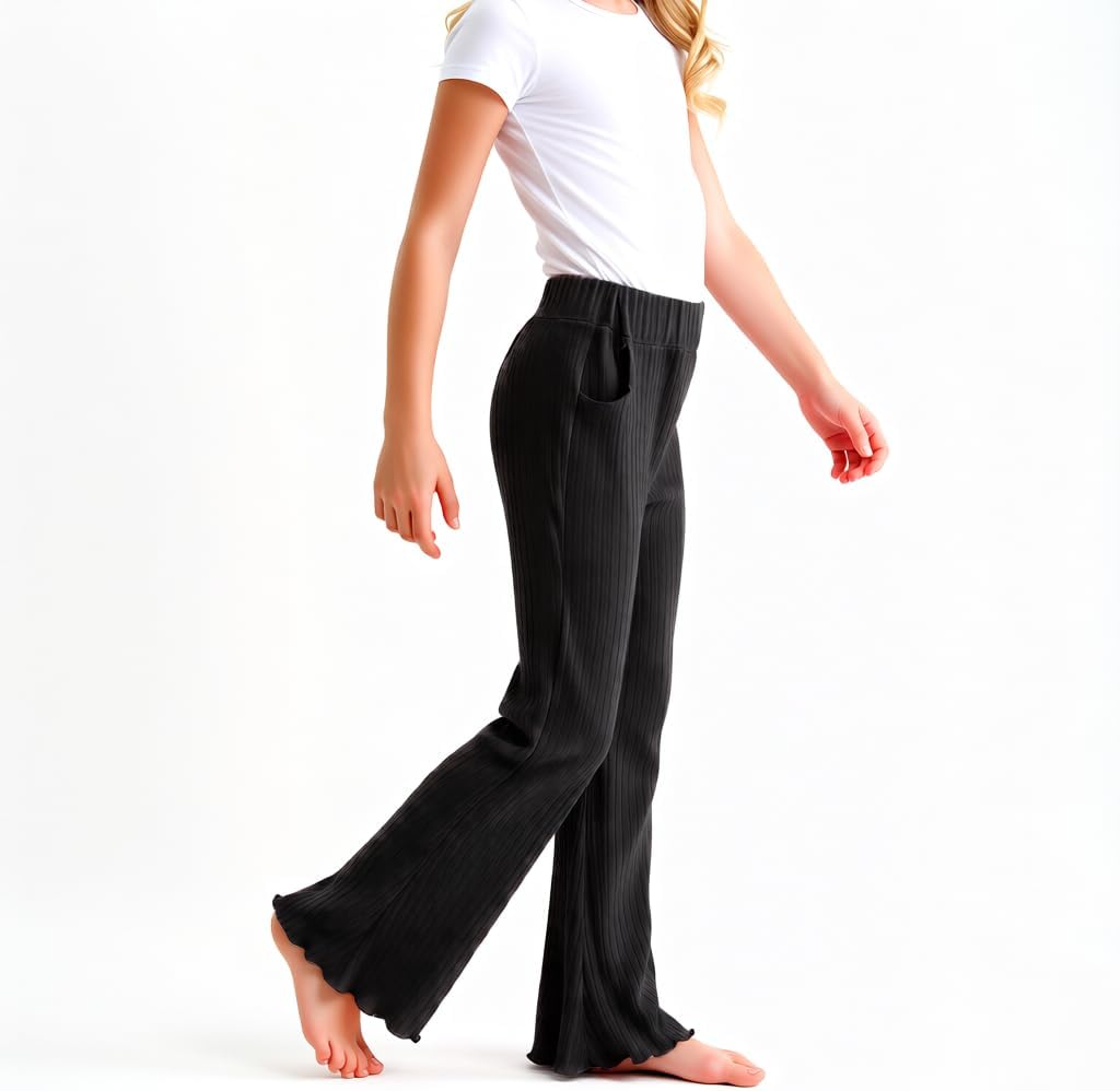 Girls Ice Silk Flare Pants Toddler Ruffle Bell Bottoms Elastic Waist Summer Leggings Mosquito Resistant Breathable