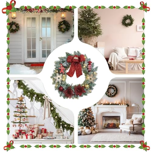 Couronne de Noël déco maison intérieure et extérieure avec boules - 5