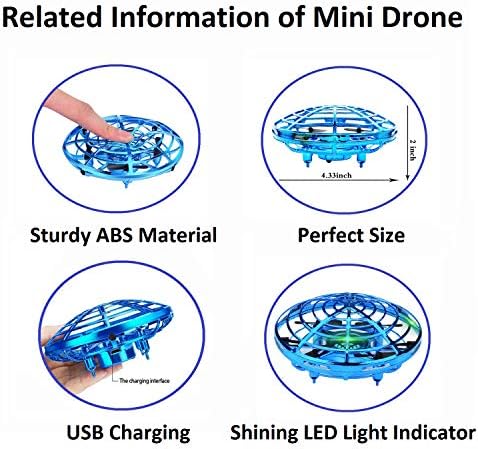WALLE Drones for Kids Boys Flying Toys Mini Hand Drones Toy with LED Lights for Boy Girl 5 6 7 8 9(Blue)