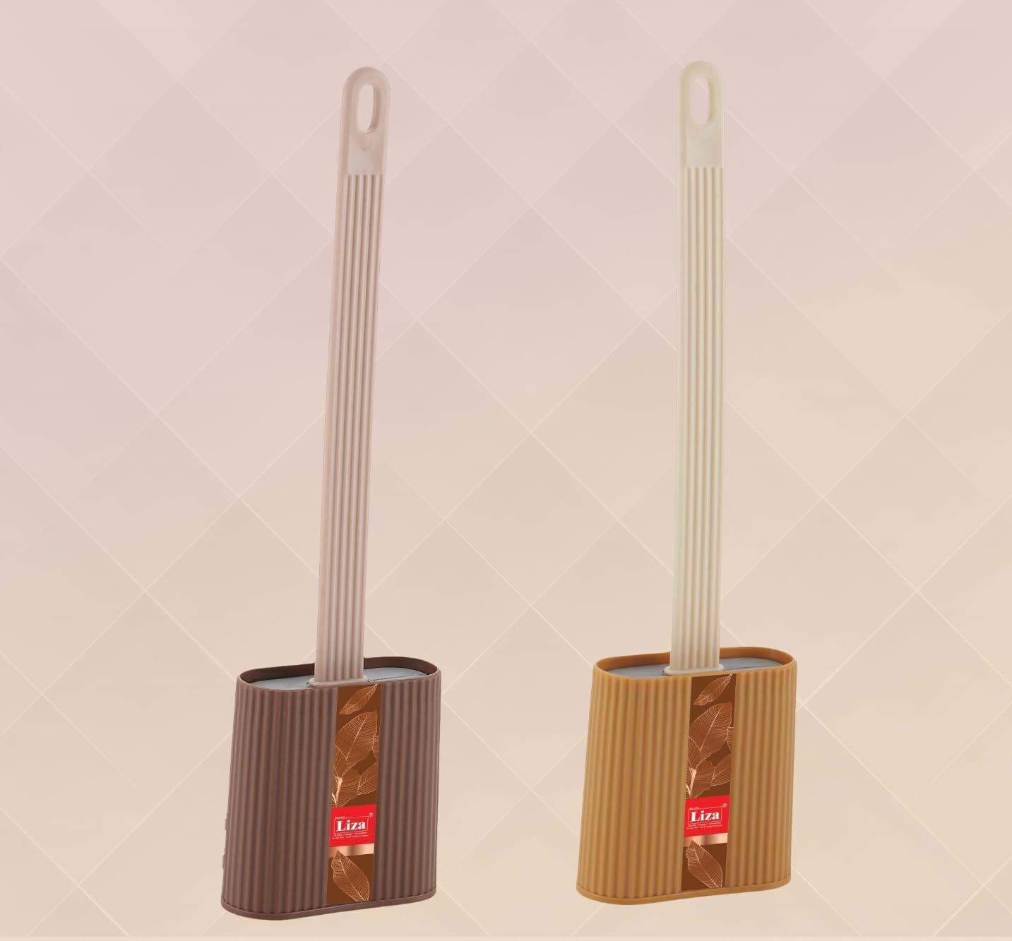 Liza 2 Pc Set of Silicone Toilet Brush Anti-Drip Set,Toilet Bowl Cleaner Brush for Bathroom, No-Slip Long Handle (Beige & Dark Grey)-image-6