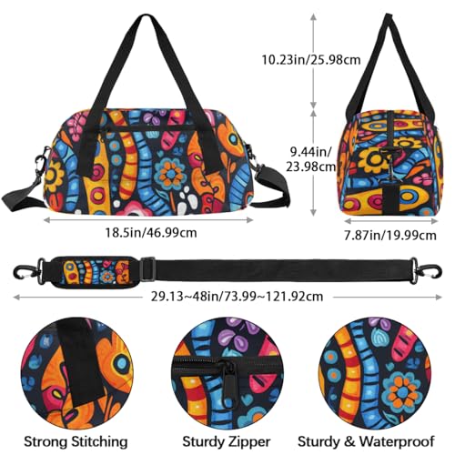 Vintage Floral Texture Kids Duffle Bag Boys Girls Small Sport Dance Gym Bag for Overnight Travel Weekender Carry On4