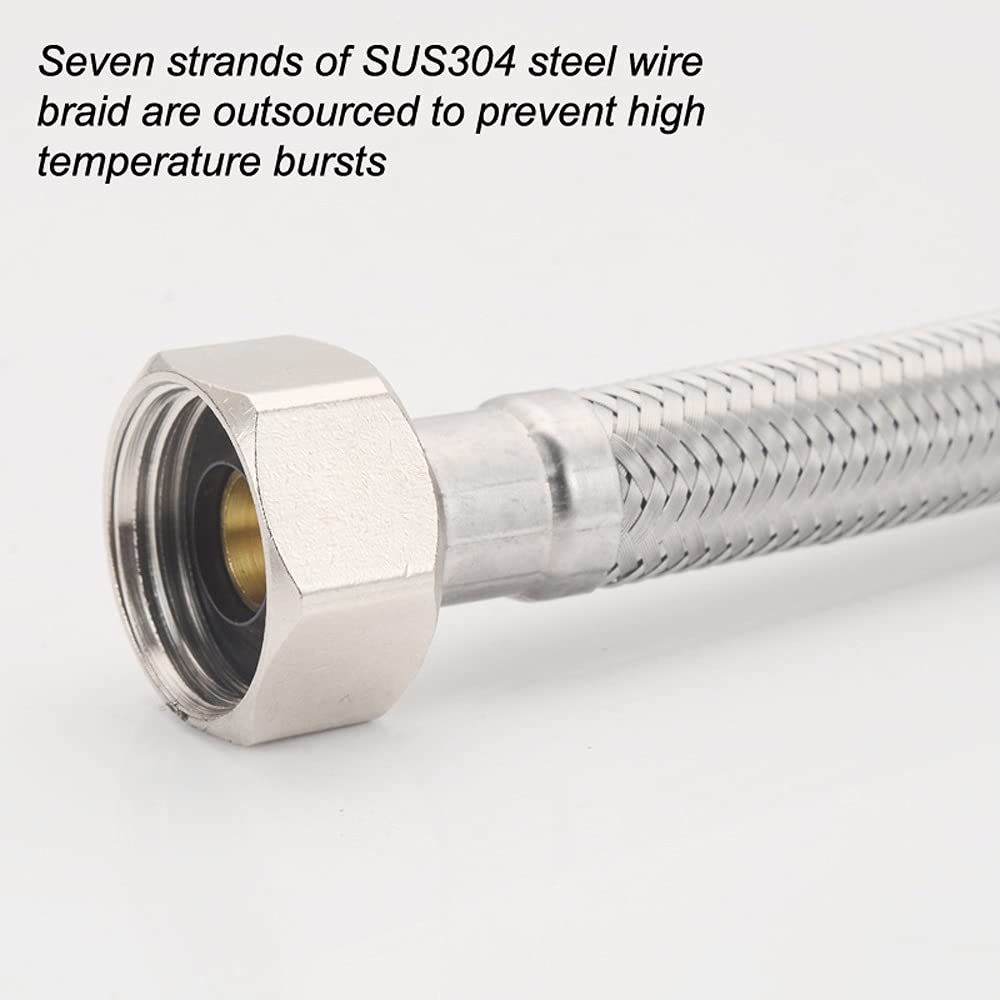 ALYHYB Par de 1/2 "x 1/2" BSP Cuenca de Cocina Monobloc Mezclador Conector Tubos de Manguera, Tubo Interno de Goma EPDM, Tubo Trenzado de Alambre de Acero Inoxidable, Longitud 16 Pulgada / 24 Pulgada