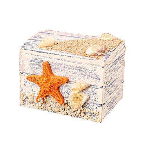 Preisvergleich Produktbild VOSAREA Holzbox Maritime Deko Holz Schmuckschatulle Kinder Schmuckkästchen Mädchen Schmuckkasten Aufbewahrungsbox für Hochzeit Schmuck (Seestern)
