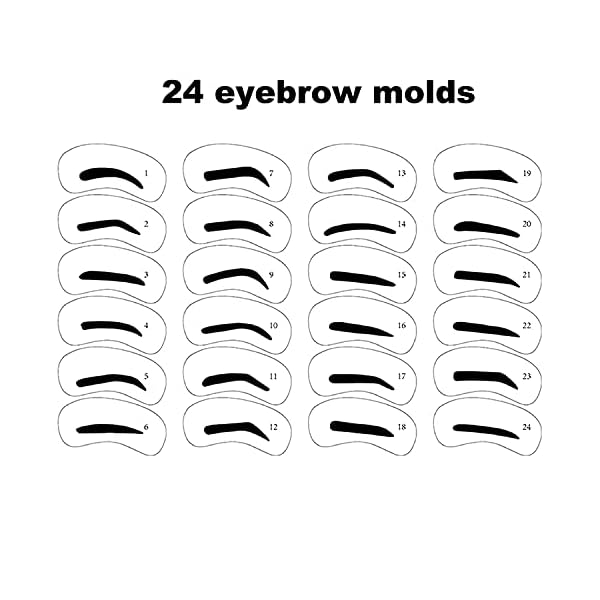 FUGJAOJO Eyebrow Stamp Waterproof, Brow Shaping Kit Definer,With 24 Reusable Stencils (Dark-Brown) ,25 Piece Set