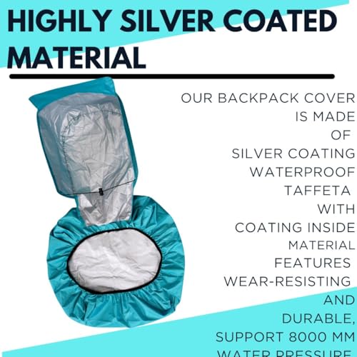 Image of Rain Cover for Backpack with Elastic Adjustable and Carrying Pouch Dustproof Waterproof Laptop Bag Protector Travel Accessories 35-45 Liter Hoddy Style (Sea Green)