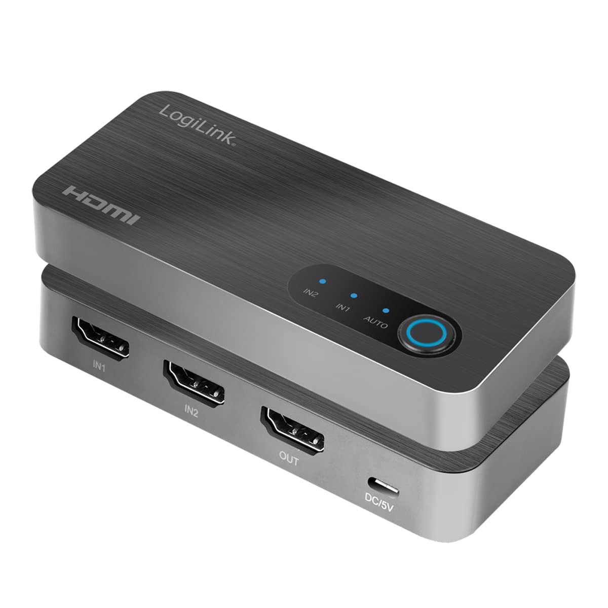 LogiLink HD0058 - Przełącznik HDMI 2x1 (2 źródła i 1 x wyjście), 8K/60 Hz, HDCP, HDR, VRR, CEC