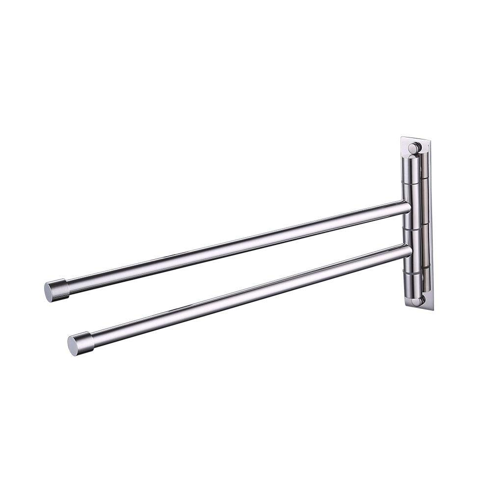 A2102S2 Swing Arm Bathroom Towel Bars 2-Arm Wall Mount Swing Out Towel Shelf