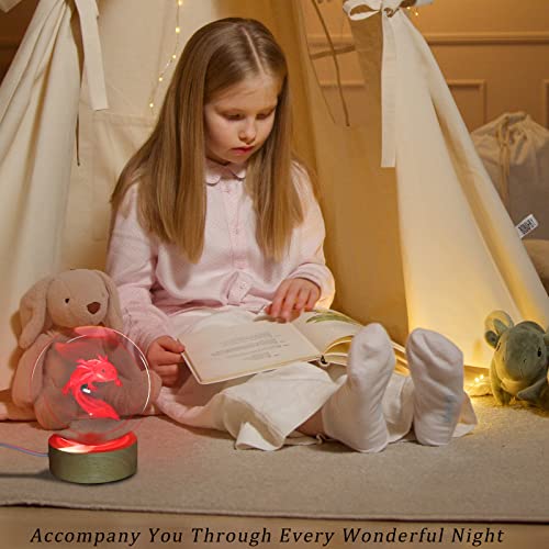 Image of 3D Axolotl Crystal Ball Night Light with 16 Color LED Wooden Base, Premium 2.4 Inch Axolotl Glass Ball Lamps with Remote for Birthday Holiday, Cool Axolotl Toy Decor Gifts for Boys Girls Kids