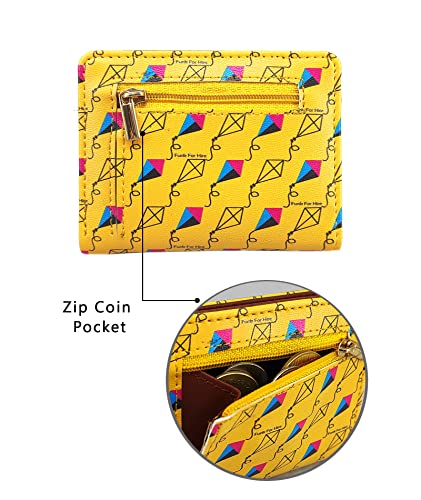 Image of Funk For Hire Printed Vegan Leather ATM Card Holder Slim Minimalist Wallet Pocket Organiser for Men Women (Yellow)