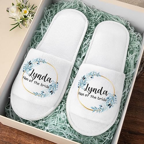 callie Personalized Wedding Slippers Set of 2, Wedding Day Bridal Shower Party Gifts for Bride Bridesmaid, Cotton2