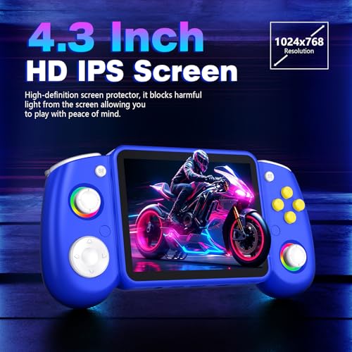 Image of RG43H Pro Retro Handheld Game Console, 4.3 Inch Retro Gaming Console with 4000mAh Battery, RK3562 Opensource Hand Held Games Console, EmuELEC&RGBOX Dual Systems Video Console, HDMI TV Output,Navy Blue