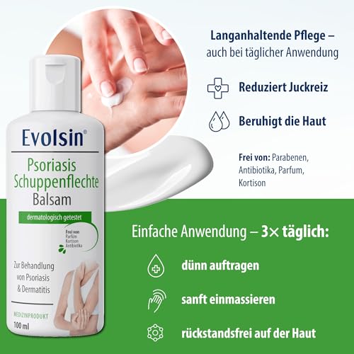 Psoriasis Creme ohne Kortison von Evolsin® - Dermatologisch getestete Schuppenflechte Salbe - reduziert...