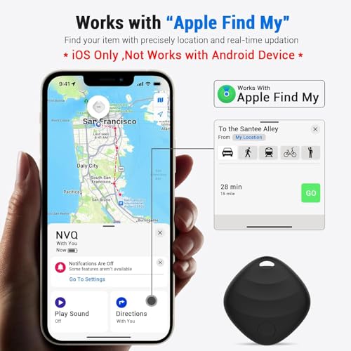 Key Finder, Bluetooth Tracker Locator Pairs with Apple Find My (iOS only), Item Finder for Keys,Wallet,Pets,Bag,Backpack and Suitcase, 400ft Range Smart Tracker Tags, Compatible with iOS, Black 1Pack - Image 3