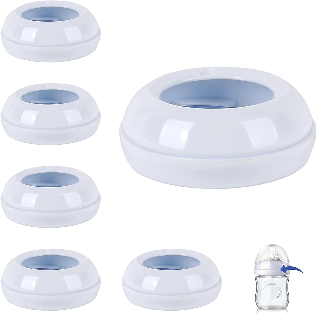 Baby Bottle Screw Ring Collars, Replacement Parts Compatible with Philips Avent Natural Bottles, NOT for Anti-Colic Bottles, Dishwasher Safe Infant Feeding Supplies, 5 Pack