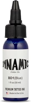 Dynamic Color Co Blue Tattoo Ink 1oz Bottle Vibrant, Sterilized, Vegan & USA-Made Since 1990 Trusted by Artists Worldwide
