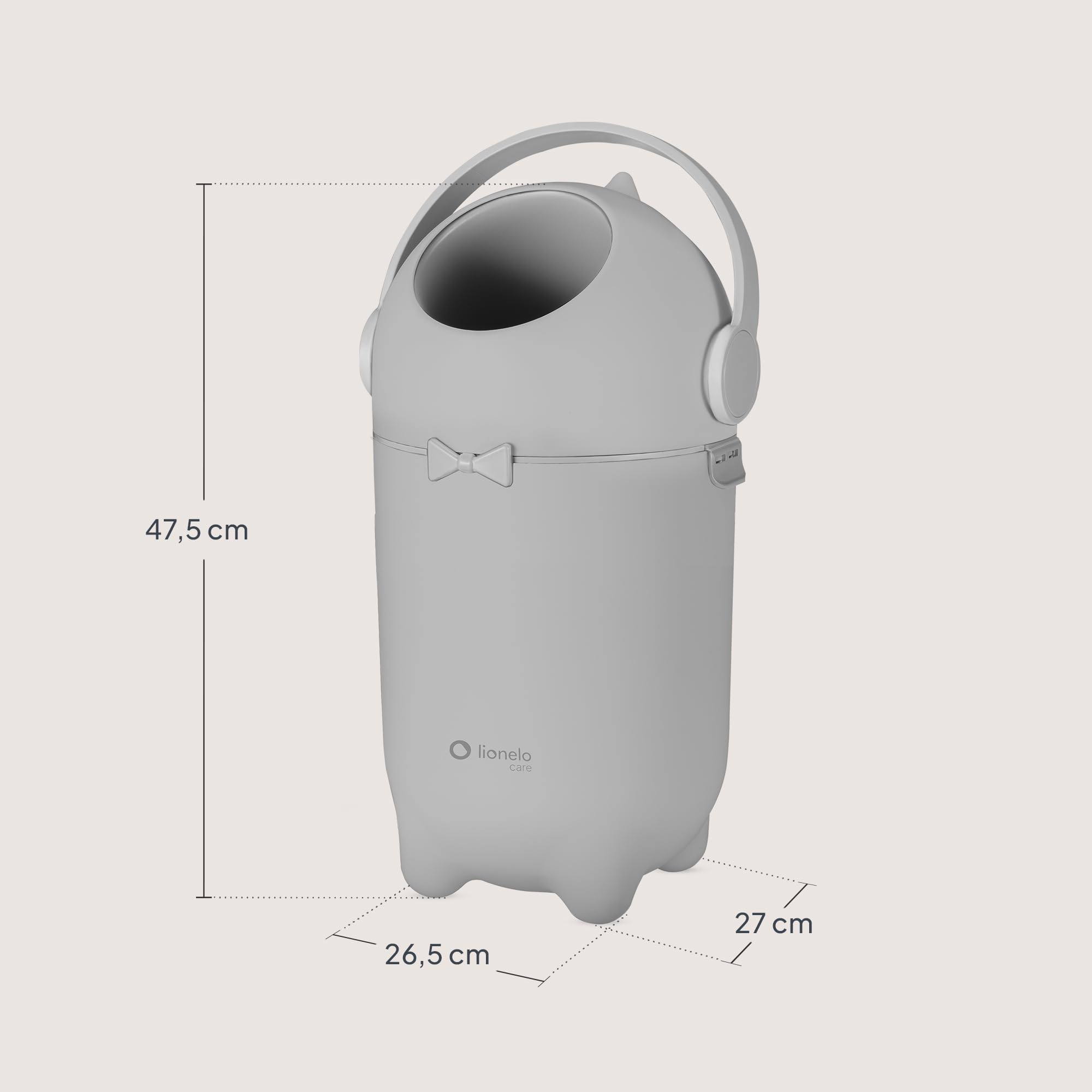 lionelo PUREBIN Mangiapannolini Universale che non lascia uscire gli odori, per sacchetti universali senza ricariche costose, bidone pannolini per neonati, uso con una mano, 10 l (Grigio)