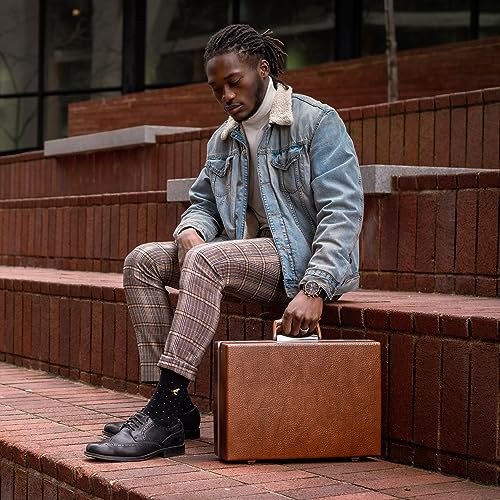 Men’s Cotton Crew Dress Socks – Ultra-Soft, Breathable, Everyday Comfort – GoldBlack Dots4