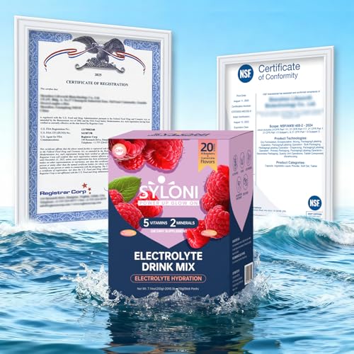 Image of Electrolytes Powder Packets, Raspberry(0.36 oz*20 Sticks), Sugar Free Hydration Packets Electrolyte Drink Mix with 7 Vitamins and Electrolytes, Keto Friendly, Vegan, Gluten Free