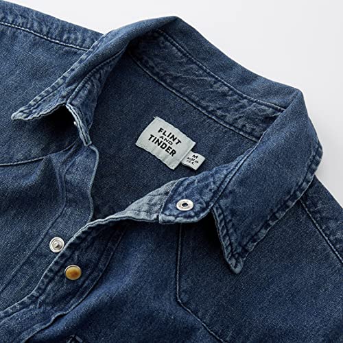 Flint and Tinder Men's Bone Button Western Shirt, Long Sleeve Denim Button-Up with Snap Buttons3