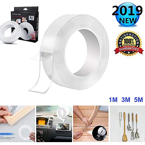 Preisvergleich Produktbild HUAJIE Doppelseitiges Waschbares Klebeband Entfernbares Silikon Nano Tape Transparent Traceless Magic Adhesive rutschfest Wiederverwendbares für Wände Küche Teppichbefestigung 1 / 3 / 5M,5M