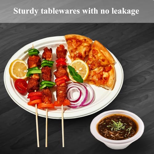 Image of Ezee Disposable 11 Inch Round Bagasse Plates I Pack of 10