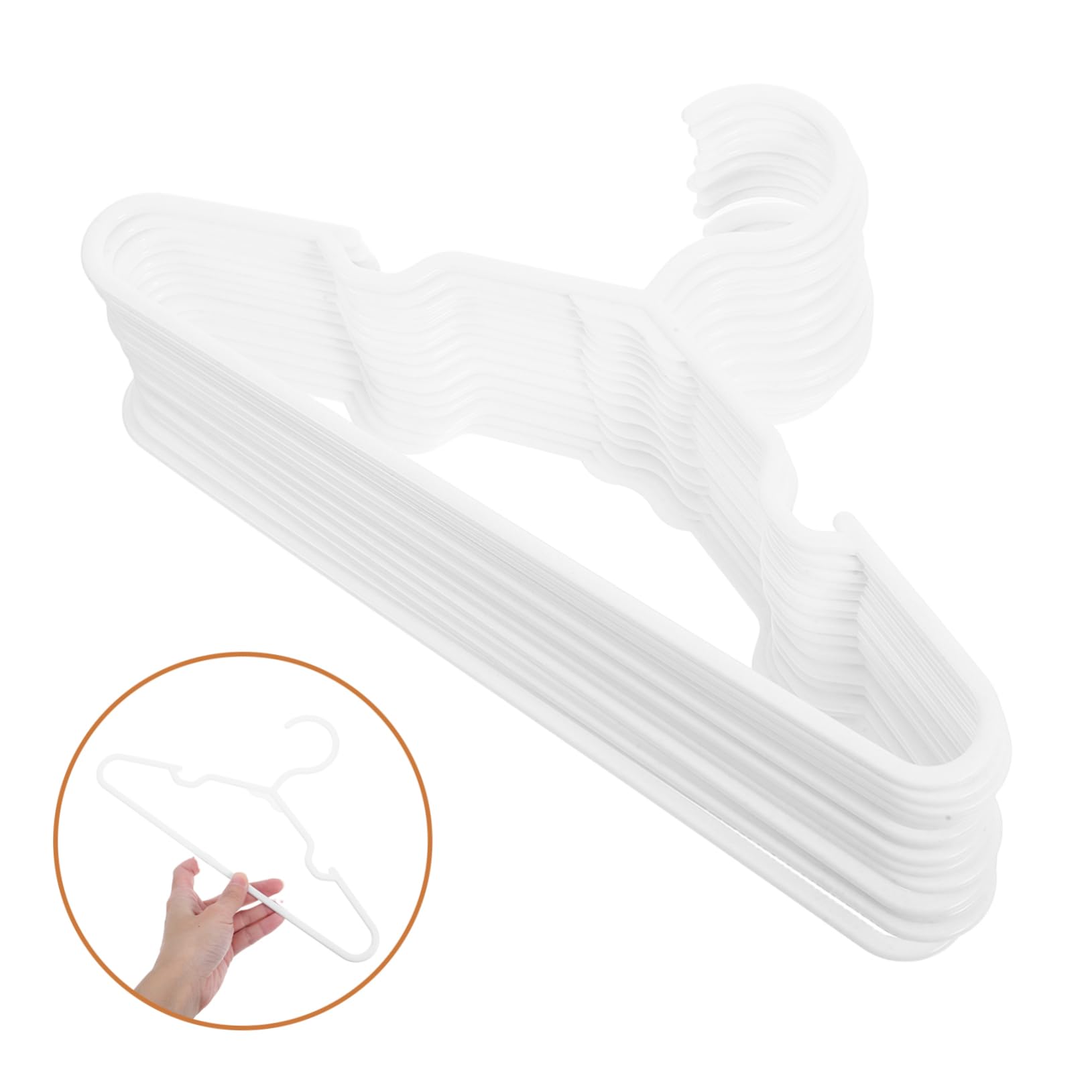 Kleiderbügel aus Kunststoff 50 Stück Packung Weiß Platzsparend ohne Abdrücke Kinderkleiderbügel für Kleinkinderkleidung im Kleiderschrank und Reisen