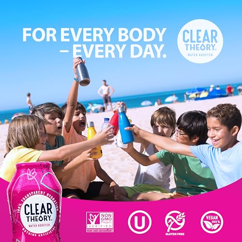 Image of Clear Theory Water Flavoring Drops with Electrolytes, Water Enhancer Liquid Flavored Water Drink Mix, Hydration for Kids, Vegan, Gluten Free, Low Calorie, 6 Pack (Fruit Punch, Blue Raspberry & Watermelon Berry)