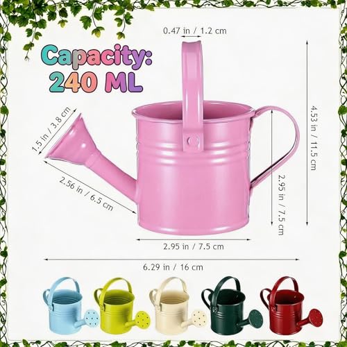 Image of Kids Metal Watering Can for Gardening, 5pack Small Iron Watering Can for Succulents Houseplants Bonsai, Mini Water Pot for Children Sprinkling Bucket (Mixed Style: Pink, Green, Yellow, Beige, Blue)