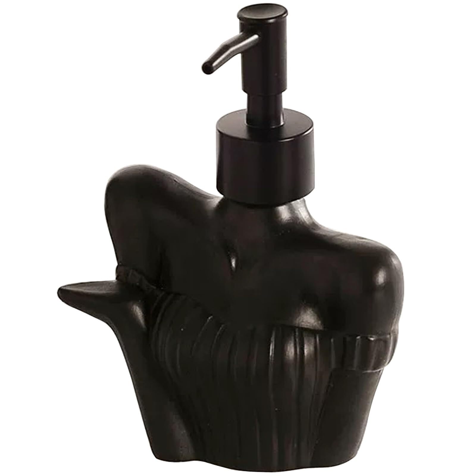 Qyleee Black Hand 7Oz Body Shape Soap Dispenser Ceramic Liquid With Silver Pump Stylish Bathroom Dish For Bathroom(Black)