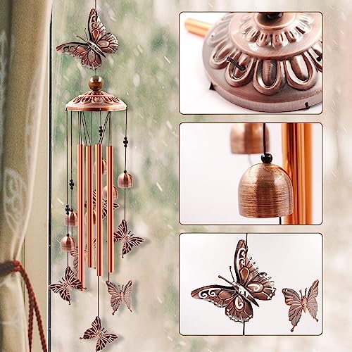 Wind Chimes Outdoor Clearance, Butterflies Aluminum Tube Wind Chime with S Hook,Patio Garden Decor, Housewarming Gift. (Butterflies) - Image 5