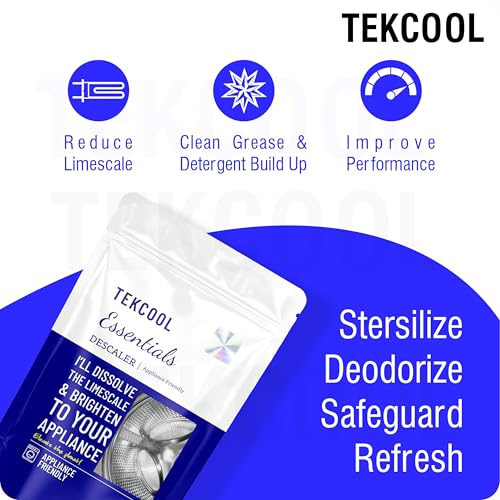 Image of TEKCOOL Washing Machine Cleaner, Descaler for Washing Machine Front Load and Top Load, Washing Machine Cleaning Powder, Descaling Powder for Washing Machine (Blue, Pack of 4).