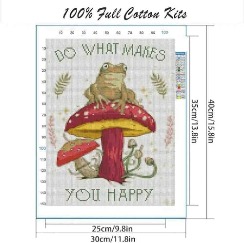 Image of Mushroom Stamped Cross Stitch Kits for Adults Beginner,Frog Counted Cross Stitch Kits Printed Stitching Cute Patterns Dimensions Needlepoint Art Crafts Embroidery Kits for Adults Beginners