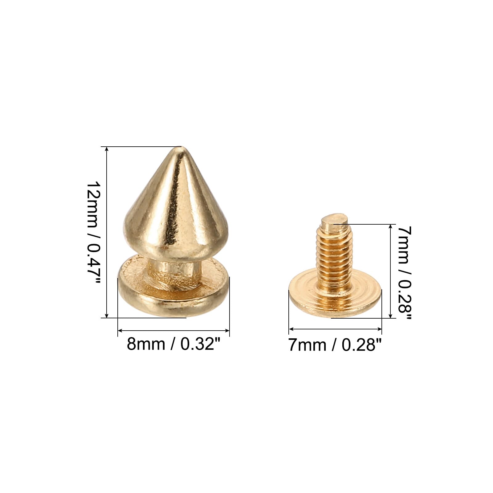 PATIKIL 12mm Studs for Clothing 20 Sets Studs and Spikes Leather Rivets Cone Spikes Metal Screw Studs for Clothing Leather Crafts Fabric Shoes Punk Bag Leathercraft - Image 2