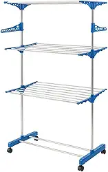 Varal de Chão Organizador Retrátil Dobrável 3 Andares Compacto e Rodinhas para Roupas Íntimas Ideal para Apartamento Premium