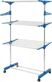 Varal de Chão Organizador Retrátil Dobrável 3 Andares Compacto e Rodinhas para Roupas Íntimas Ideal para Apartamento Premium