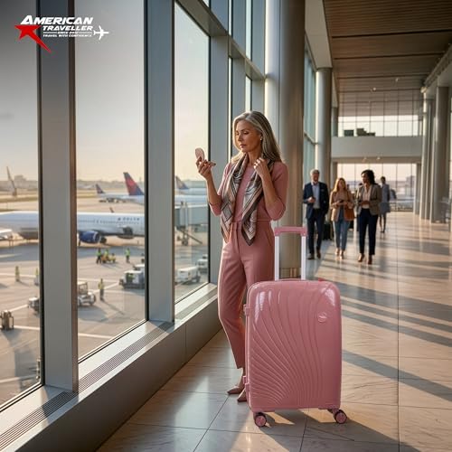 Image of AMERICAN TRAVELLER New York Trolley Bag | 360 Disc Spinner Wheels | Durable Hard Shell , TSA Type Lock , Spinner Trolley Luggage, 360 Disc Spinner Wheels