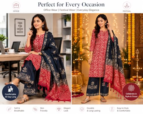 Image of HAIDER ALI AND SONS Women's Cotton Silk Batik Print Unstitched Salwar Suit Dress Material with Dupatta | Bhagalpuri Handloom Fabric | Casual, Office & Festival Wear
