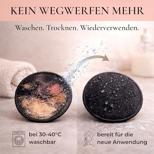 THESSORIA Abschminkpads Waschbar – 10er Set Wiederverwendbare Make‑Up Remover Pads mit Bambusviskose, Stirnband & Waschbeutel, Geschenkset