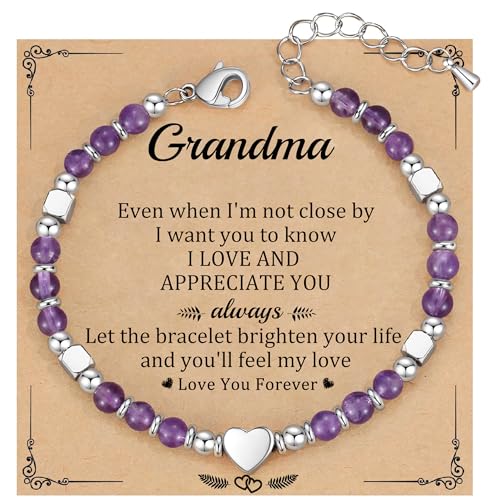 Christmas Gifts for Women, Stocking Stuffers for Teens Beaded Bracelets for Women Gifts for Mom Christmas Gift Mothers Day Gift for Grandma Daughter Bonus Mom Nature Stone Bead Bracelet Graduation Jewelry for Her 2026