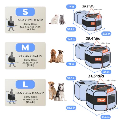 Image of Portable 2-in-1 Dog Cat Playpen with Sunshade Room, No Assembly Need