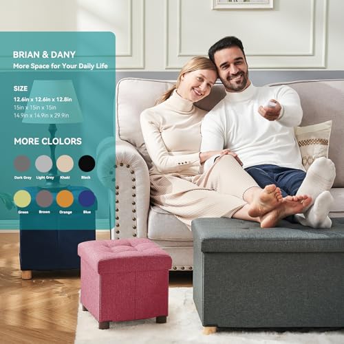 Storage Ottoman Foot Stool with Folding Design - Hot Pink