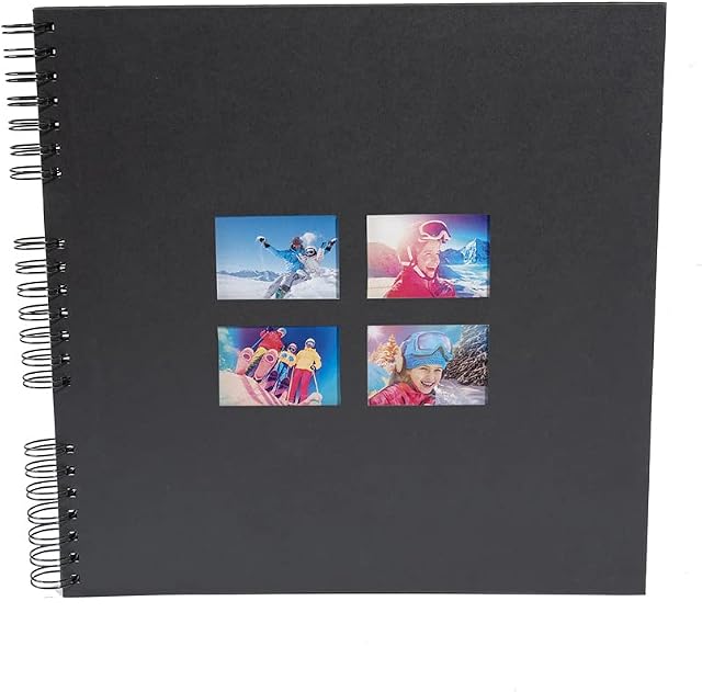 Exacompta - Ref 15119E - MILANO Spiralbound Photo Album (60 Pages) -32 x 32cmin Size, Holds 360 Photos, 250gsm Black Card Pages, FSC-Certified - Black Paper Cover