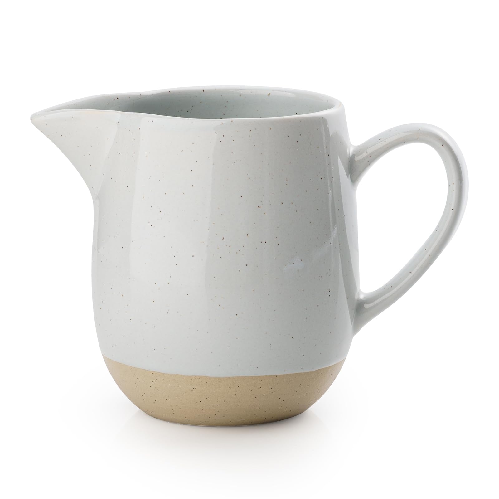 famiware 13oz Creamer with Handle, Ceramic Coffee Pitcher, Light Gray