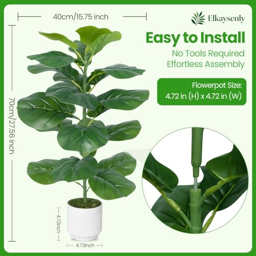 Elkaysenly 2 Pcs 30" Fake Plants Fiddle Leaf Fig Tree,Faux Plants Indoor&Outdoor,Plants Artificial Decor for Home Office Decorations - image 2