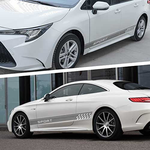 Image of QianBao Auto Racing Body Door Side Stripe Graphic Vinyl Sticker Style 9 Gray