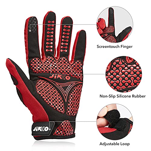 JIKKO Anti-Collision Cycling Gloves Full Finger For Men Women, Touch Screen Shock-Absorbing Anti-Slip Mountain Bike Gloves Padded Breathable MTB Road Bicycle Riding Gloves M/L/XL - Image 4