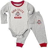Wes and Willy Baby College Jie Jie Long Sleeve Bodysuit and Pant Set (Ohio State, 24M)