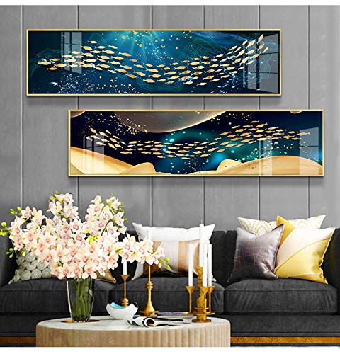 Toile decorative haut de gamme art moderne abstrait poisson dore 50x150cm