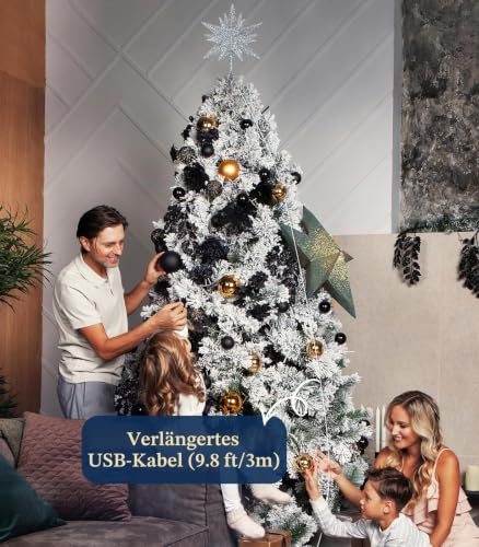 Luxspire Weihnachtsbaumspitze, 3D-Lichtstern mit USB-Anschluss und Fernbedienung, 9… – Ansicht 4