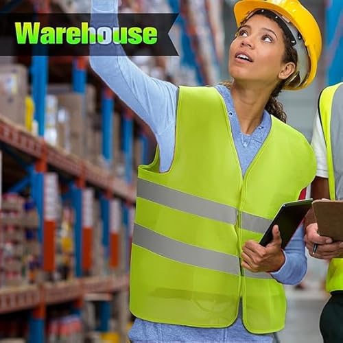 5 x Stück Warnwesten Auto, Gelb Warnweste, 2025 gemäß ISO20471, KFZ Sicherheitsweste, Erwachsene Warnschutzweste, EU Norm, high Visibility Vest, Sicherheits Set, Autozubehör